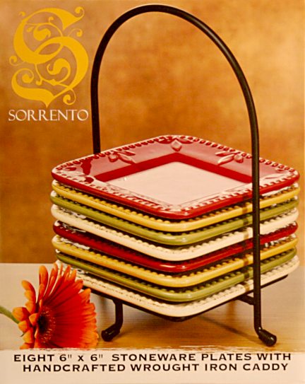 Sorrento Set of Eight Plates in Caddy