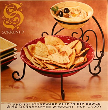 Sorrento Two Bowl Server in Caddy